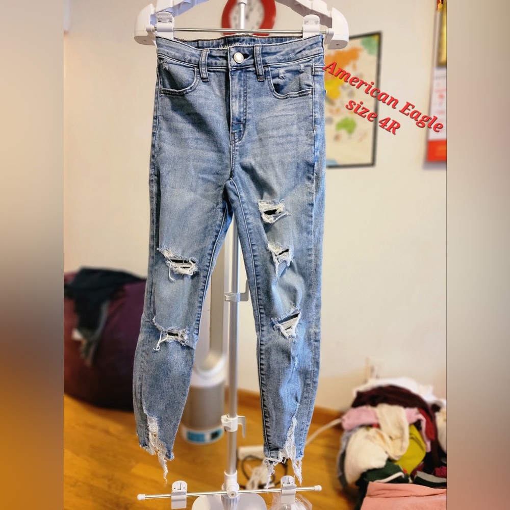 AE distressed high-waisted skinny jeans